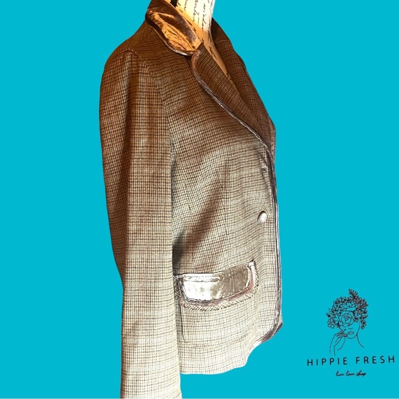 J. Jill Tweed Wool Velvet Trim Blazer Stretch Womens Size 6 - Picture 5 of 8